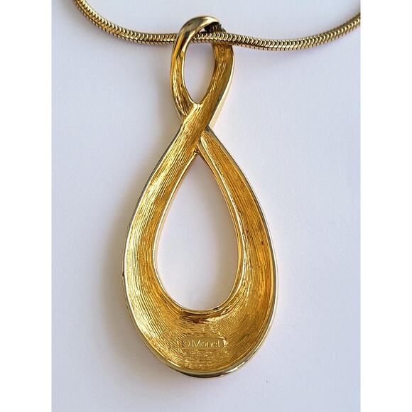 Vintage Monet Eternity Pendant Necklace and Original Gold Snake Chain Signed - Picture 7 of 9